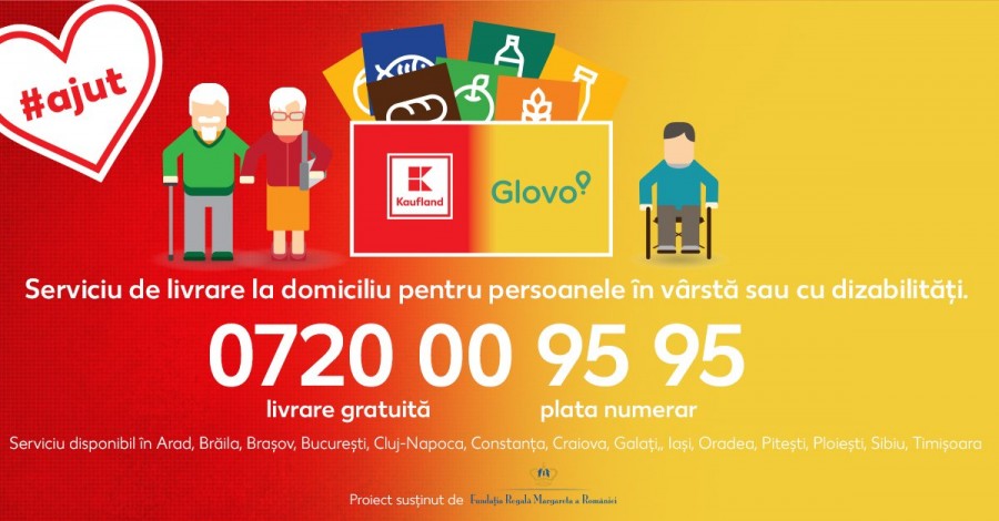 Kaufland și Glovo – asigură livrare cu plata la domiciliu  pentru persoanele în vârstă sau cu dizabilități