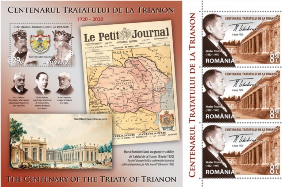 Centenarul Tratatului de la Trianon, marcat de Romfilatelia printr-o emisiune de mărci poștale