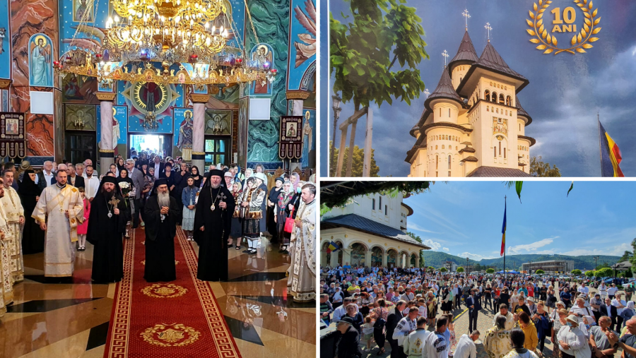 Catedrala Ortodoxă din Gura Humorului a împlinit astăzi 10 ani de la sfințire. Preasfințitul Emilian Crișanul, prezent în mijlocul credincioșilor suceveni