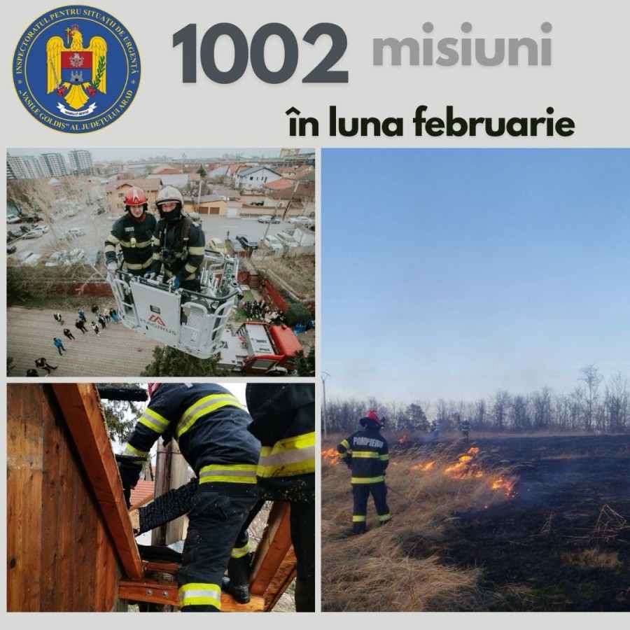 1002 misiuni ale pompierilor militari arădeni în luna februarie