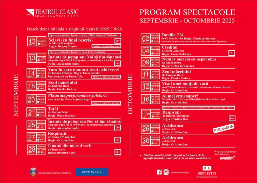 O nouă stagiune începe la Teatrul Clasic ,,Ioan Slavici” Arad