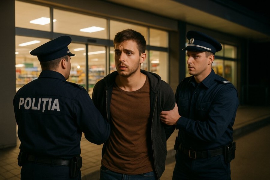 „Shopping” gratuit de băuturi alcoolice urmat de reținerea clientului