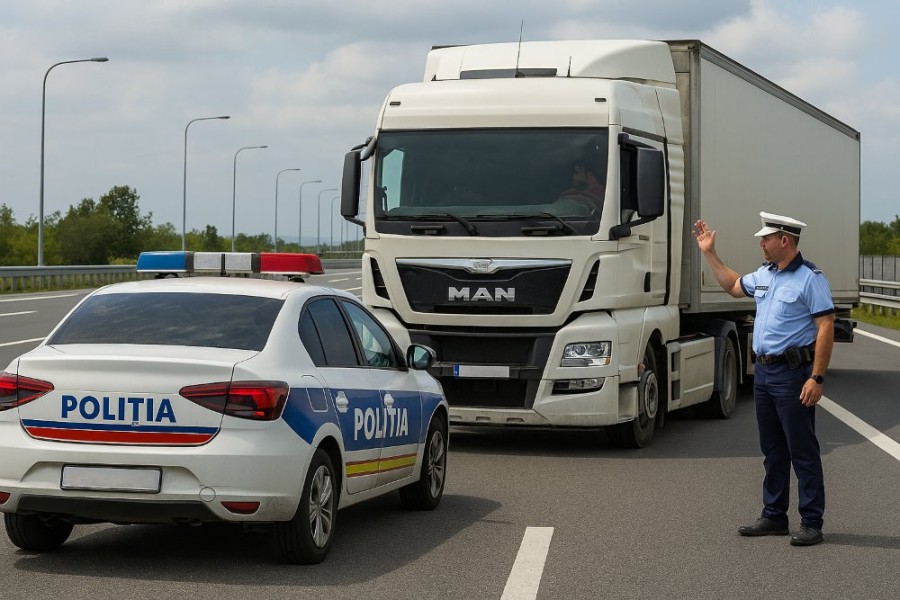 Flash & Furious pe autostradă: bulgarul fără tahograf amendat cu peste 13.000 lei și lăsat 30 de zile fără permis