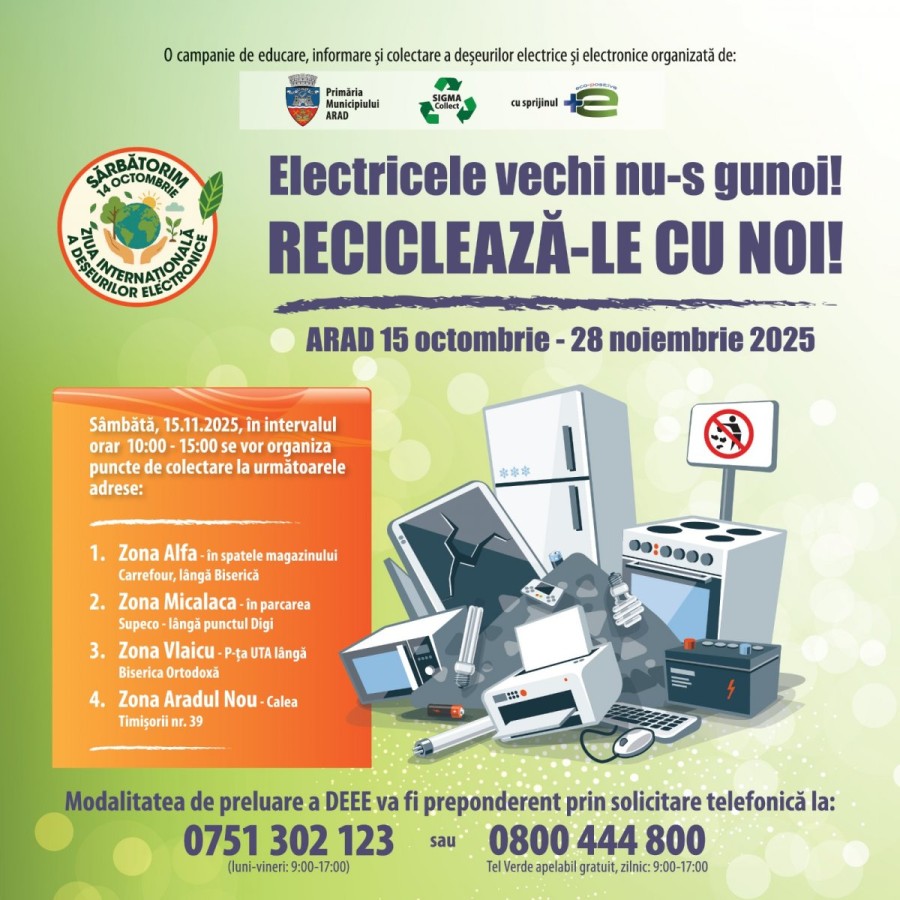 Aradul reciclează: Campanie de colectare a deșeurilor electrice și electronice