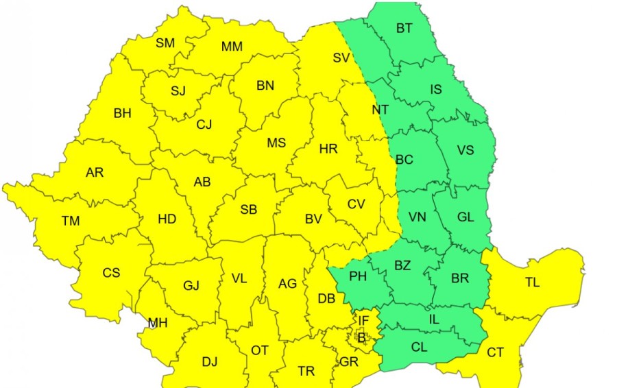 Cod galben de vânt în Arad și în mare parte din țară
