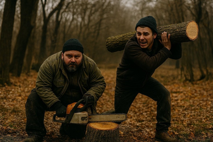 Patru arbori loviți... cu drujba la Craiva și doi hoți ridicați