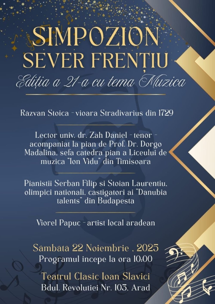 22 noiembrie – ziua în care Aradul celebrează cultura: „Muzeu pentru o zi” și Simpozionul „Sever Frențiu”