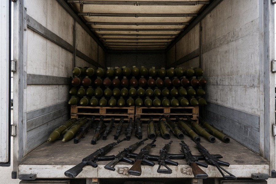 Arme și lansatoare de rachete descoperite într-un camion la intrarea în țară