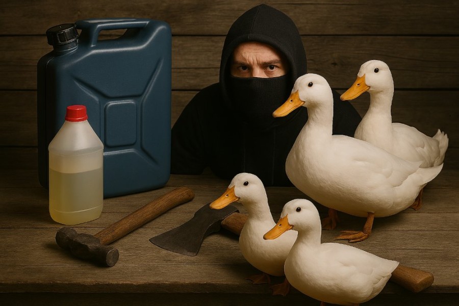 Furt cu de toate: rațe, benzină și unelte – suspectul, reținut cu tot cu planul de weekend