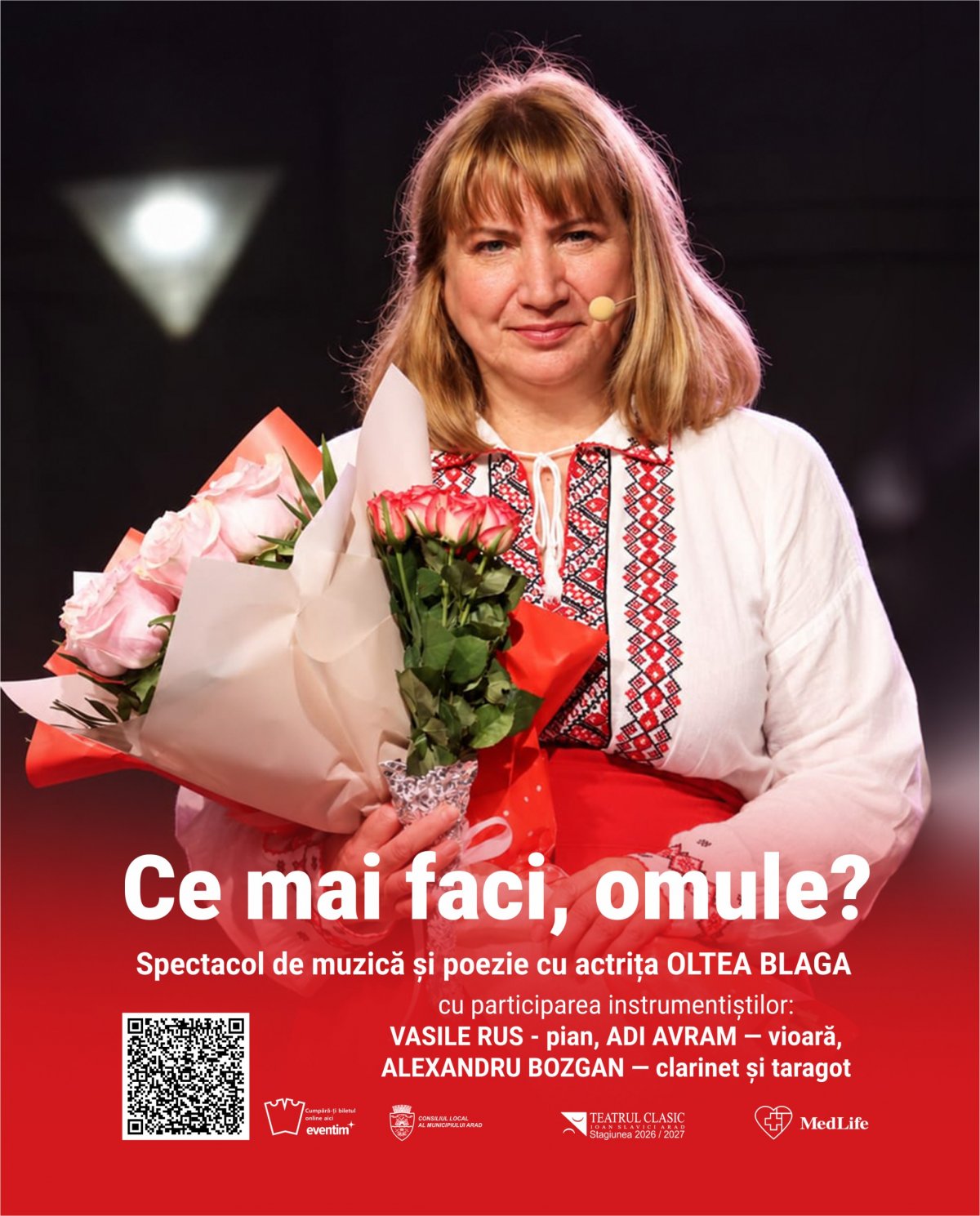 „Ce mai faci, omule?” – actrița Oltea Blaga propune publicului o întâlnire de suflet între muzică, poezie și emoție